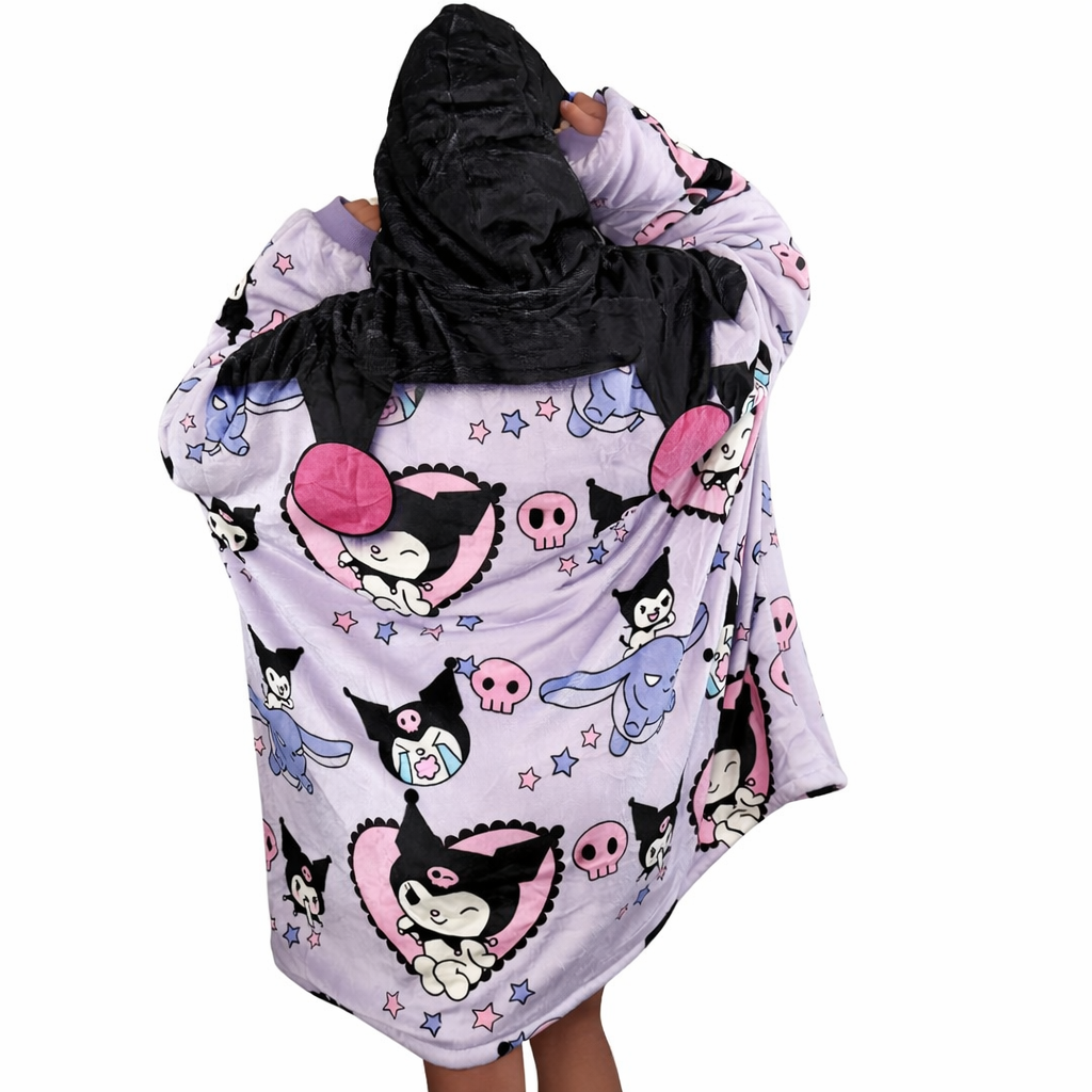 Kawaii Tragbarer Decken-Hoodie — Süßer & Kuscheliger Premium Sherpa (1,13 kg)