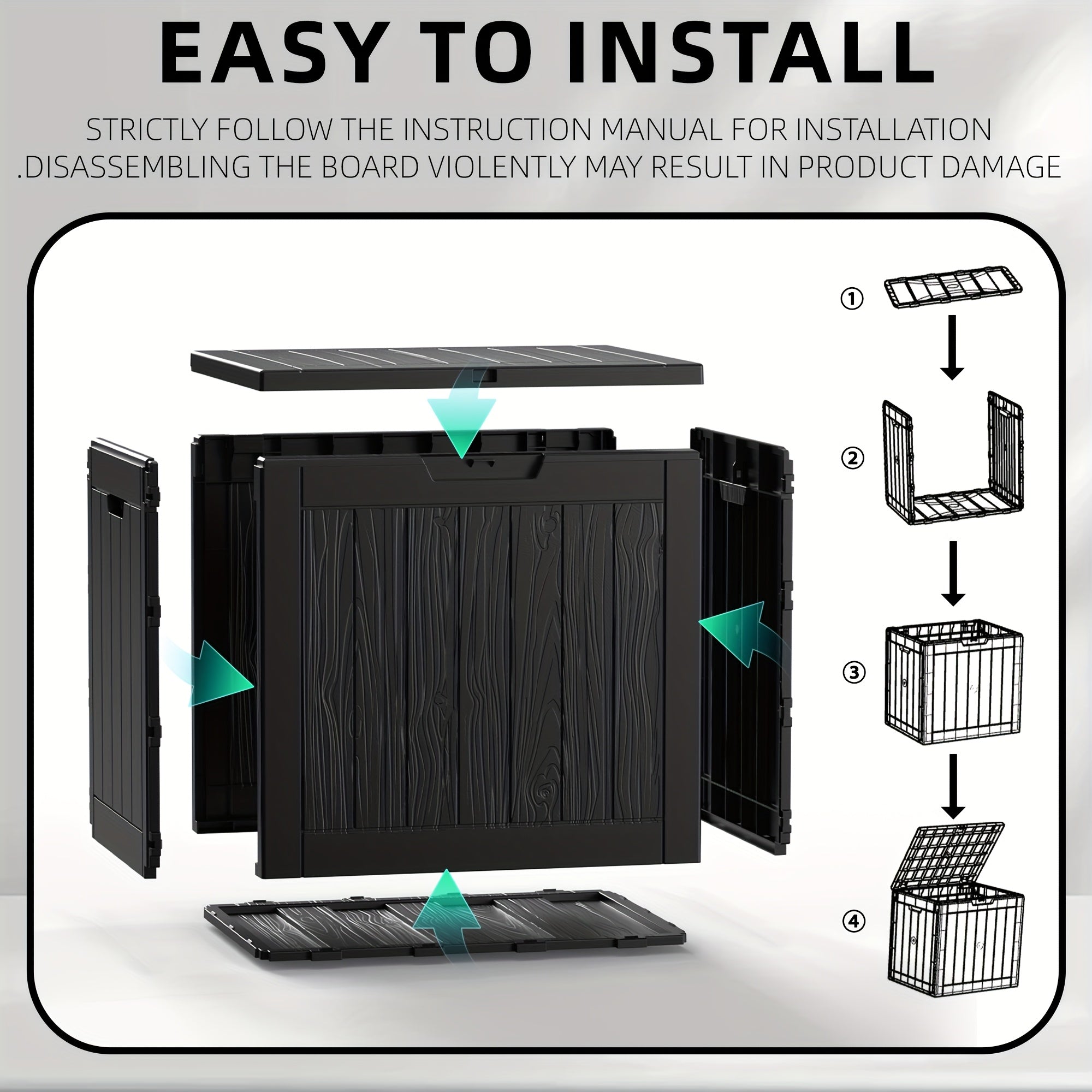 35 Gallon Outdoor Resin Storage Box | Lockable Flip-Top | Black/Wood Grain