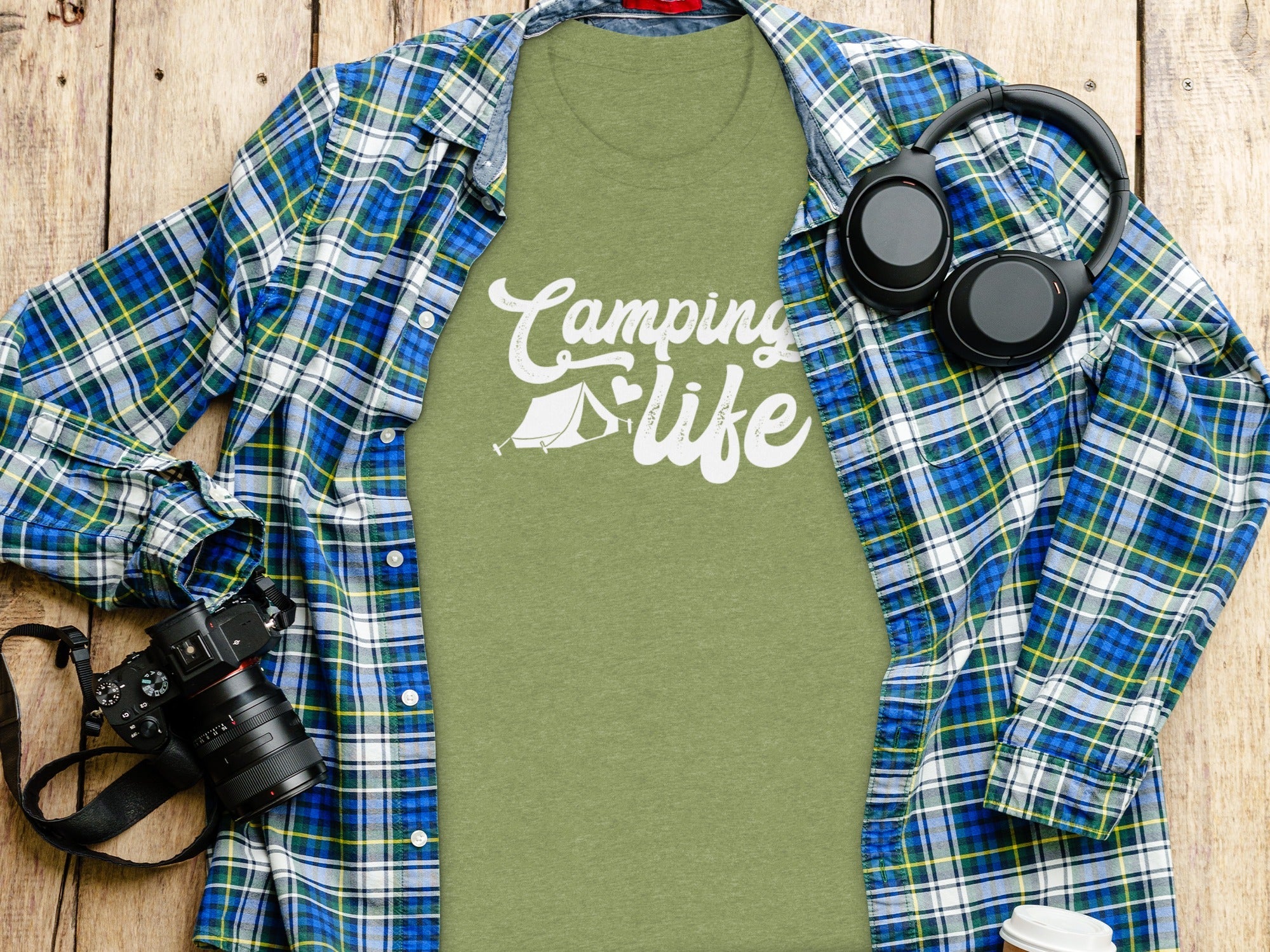 Camping Is Life with Tent & Heart Design T-Shirt