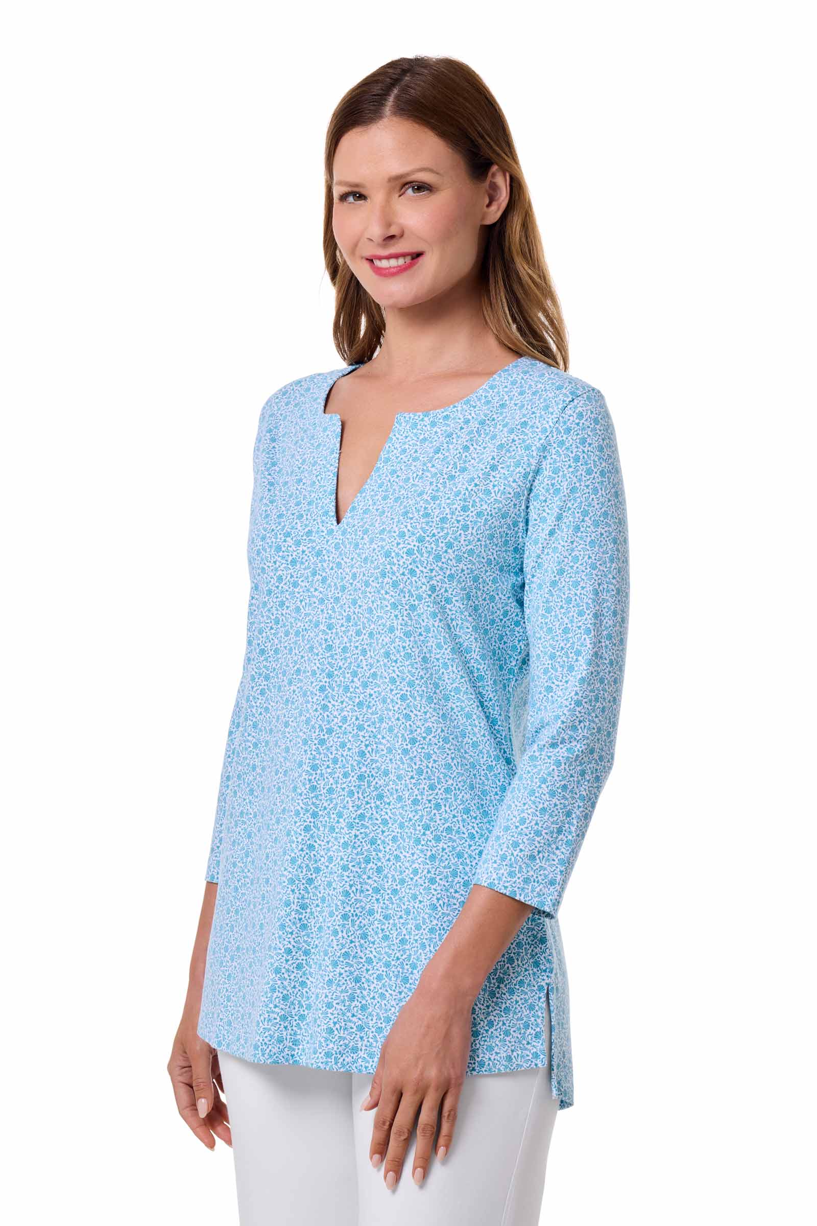 Women's St. Lucia Tunic Top in Malibu Blue – UPF 50+ Sun Protective Top