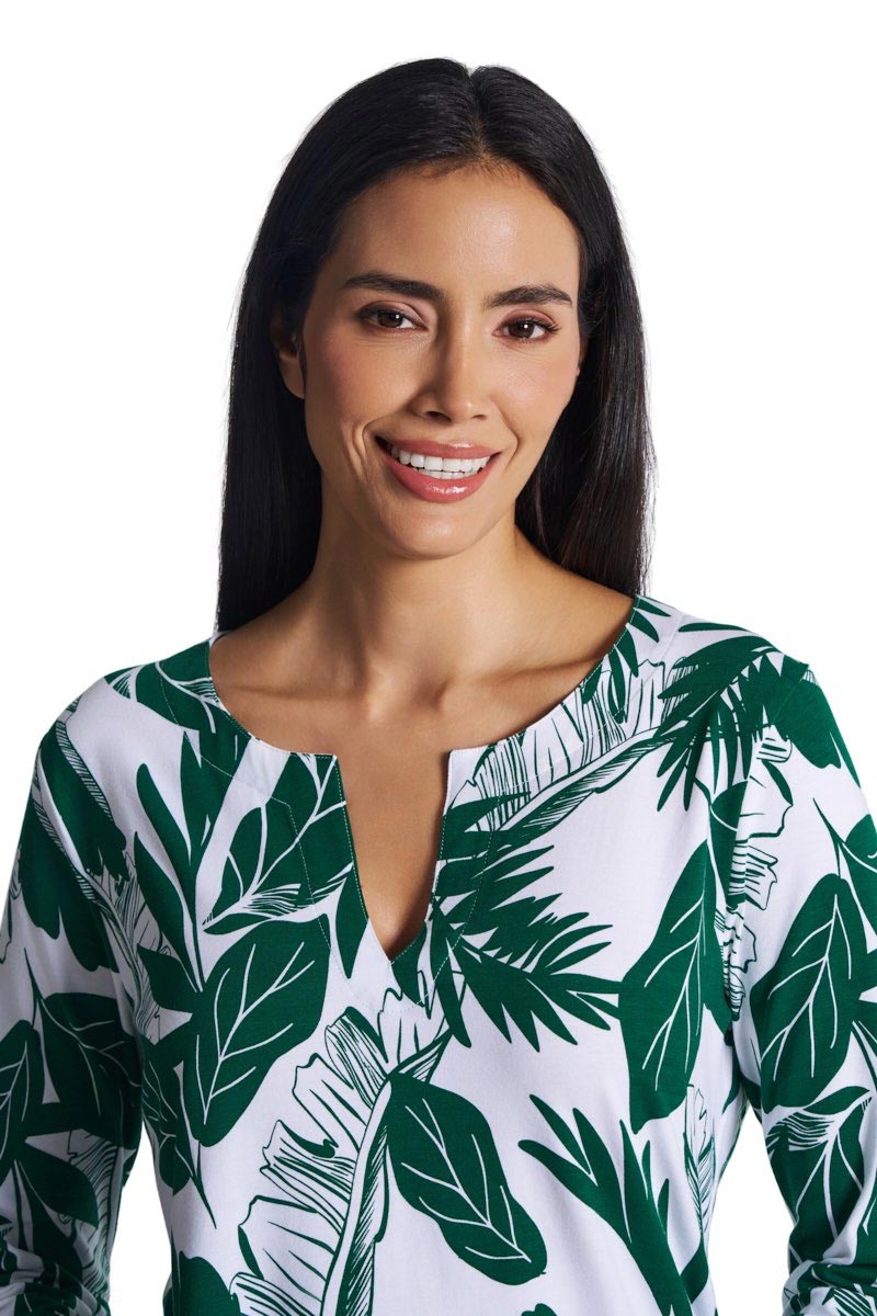 Women's St. Lucia Tunic Top in Eden Green Palm Paradise – UPF 50+ Sun Protective Top