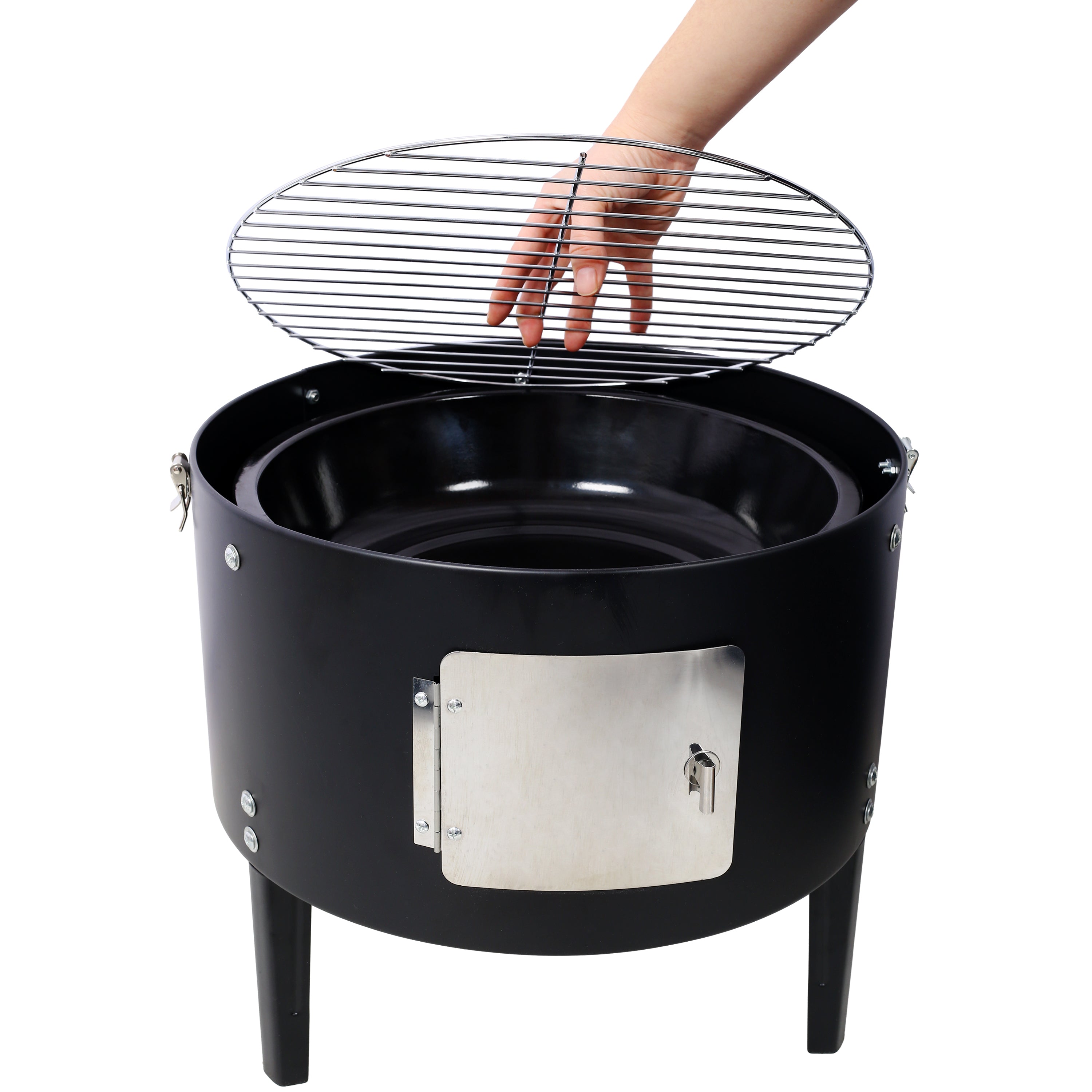 17-Inch Heavy Duty Steel Charcoal Smoker Grill – Black