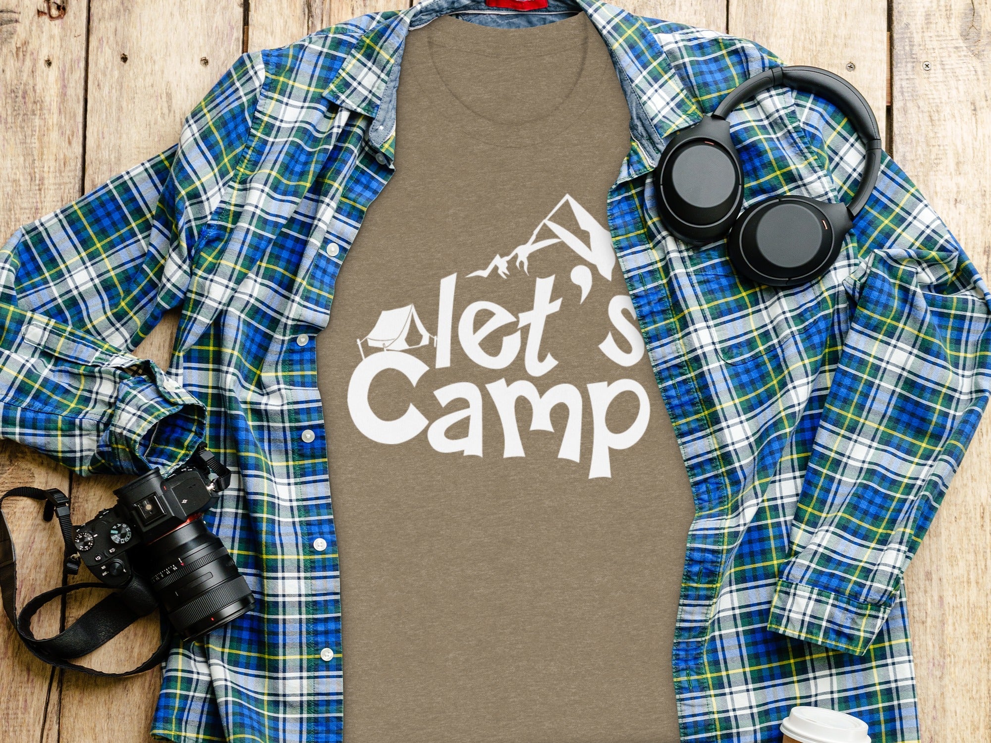Let's Camp with Tent & Mountain T-Shirt
