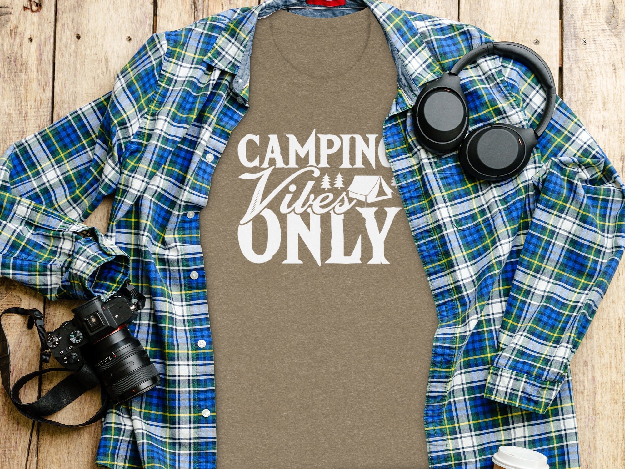 Camping Vibes Only With Tent Graphic Camping T-Shirt
