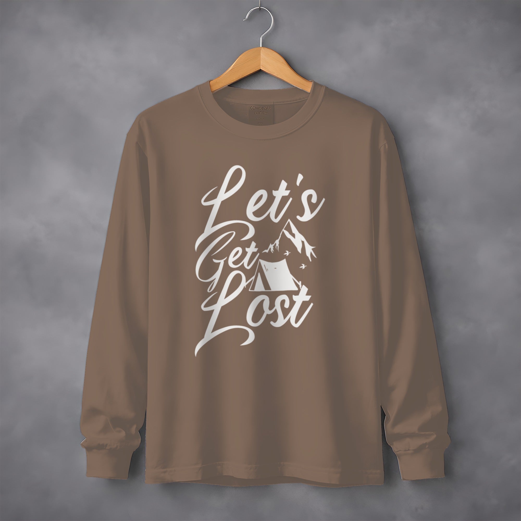 Lets Get Lost Camp Tent Design on Adventure Sweatshirt