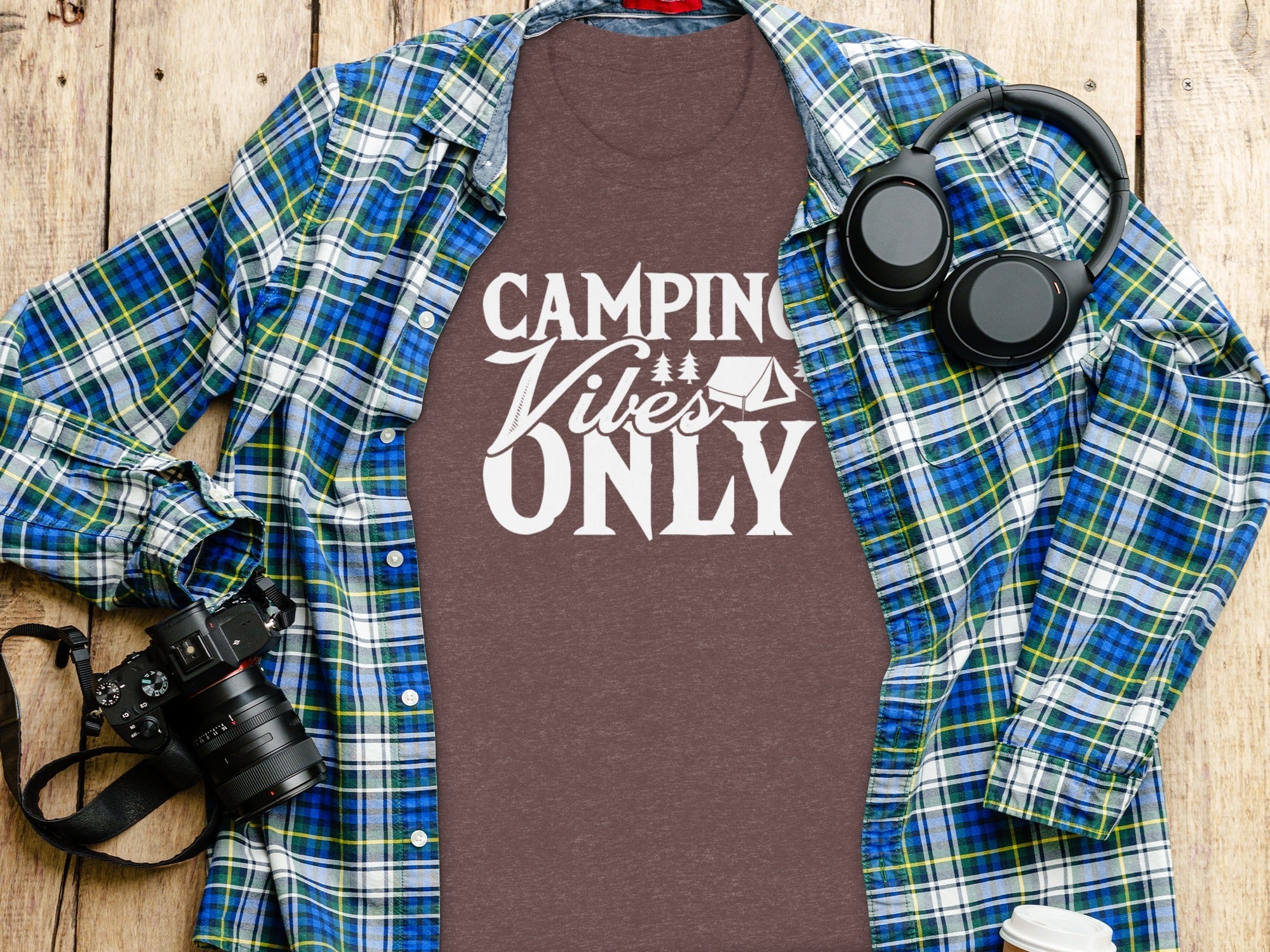 Camping Vibes Only With Tent Graphic Camping T-Shirt
