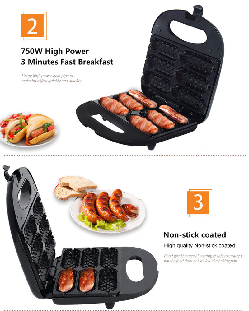 Elektrische Hotdog- und Wurst-Röstmaschine | Antihaftbeschichtet, 750W