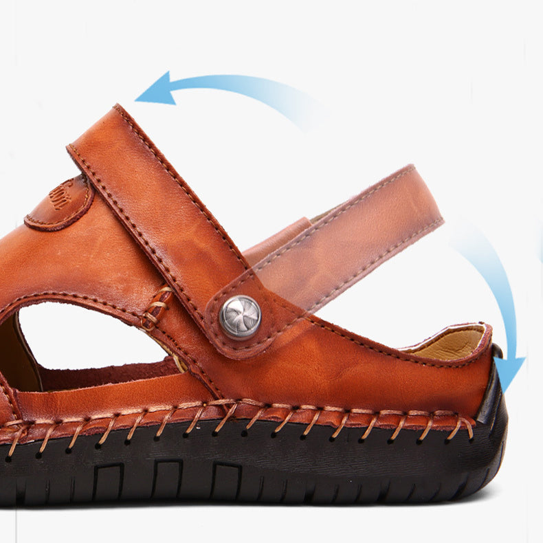 Men's Closed-Toe Leisure Sandals – Rubber Sole, Sizes 38–48