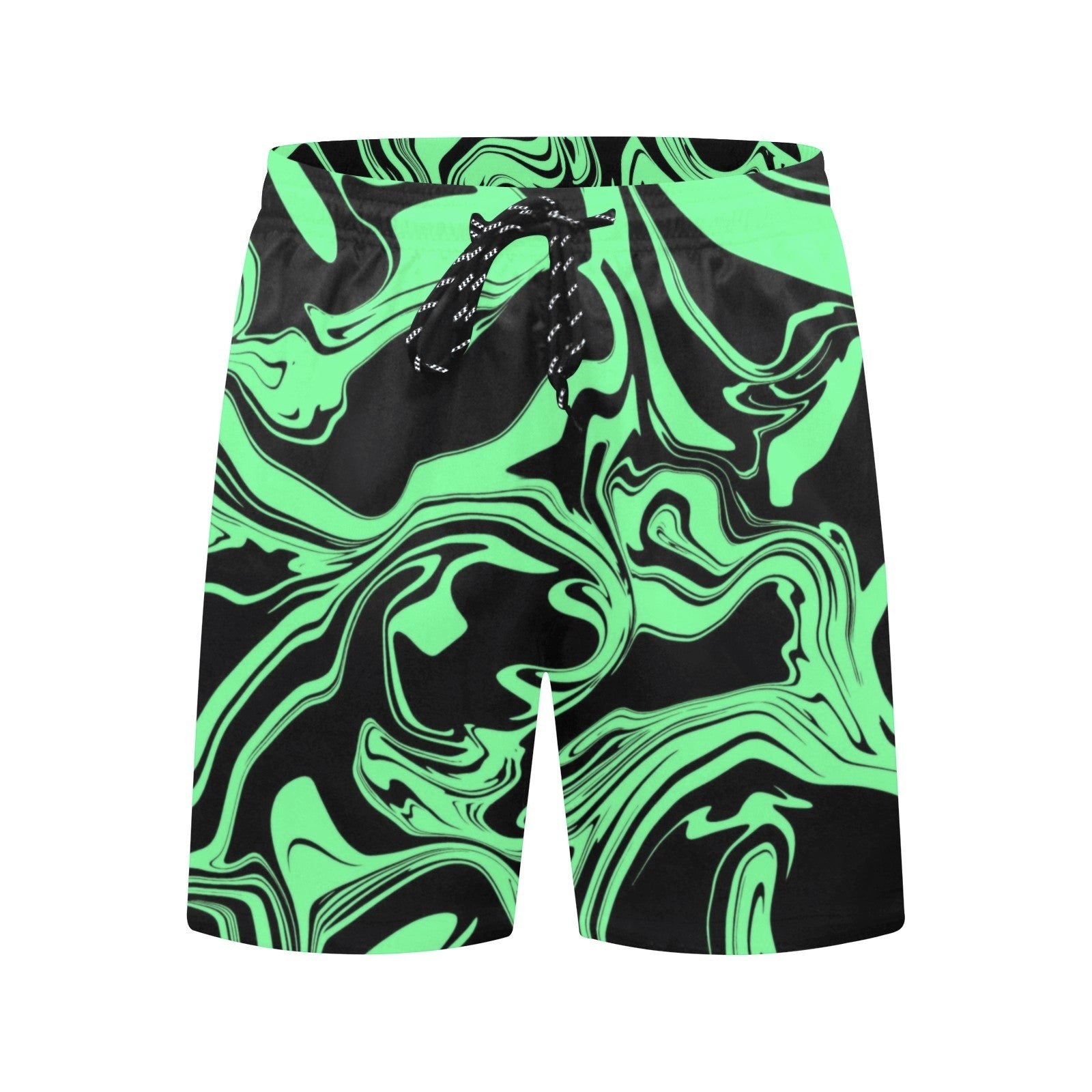 Men's Slime in the Dark – Green & Black Oil Spill Swim Shorts