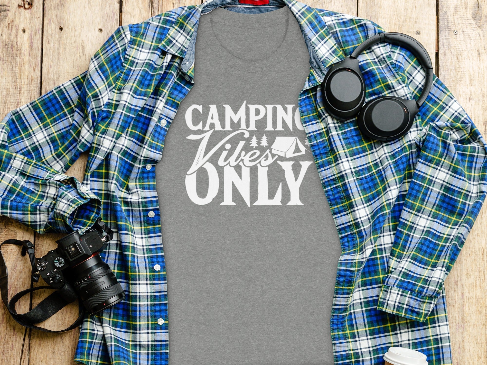 Camping Vibes Only With Tent Graphic Camping T-Shirt