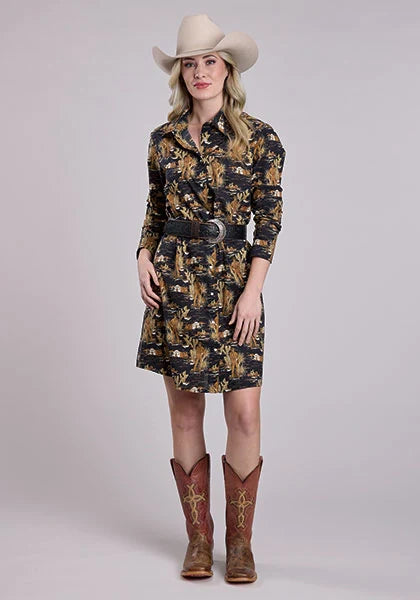 Tin Haul 2565 Cowboy Print (Schwarz) - Westernkleid für Damen