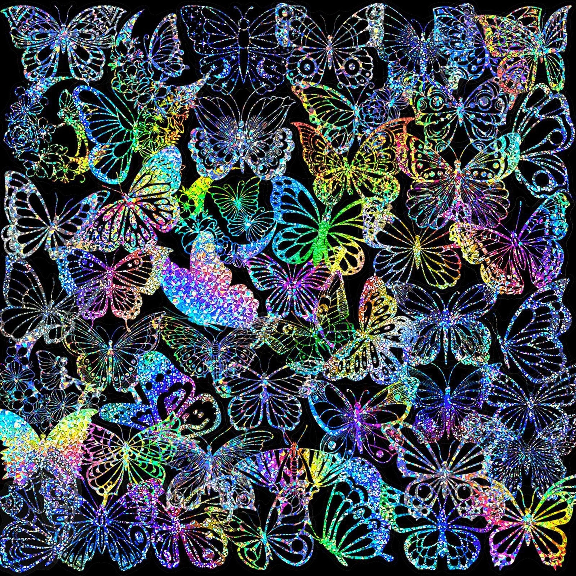 100pcs Butterfly Holographic Stickers – Waterproof Vinyl Set