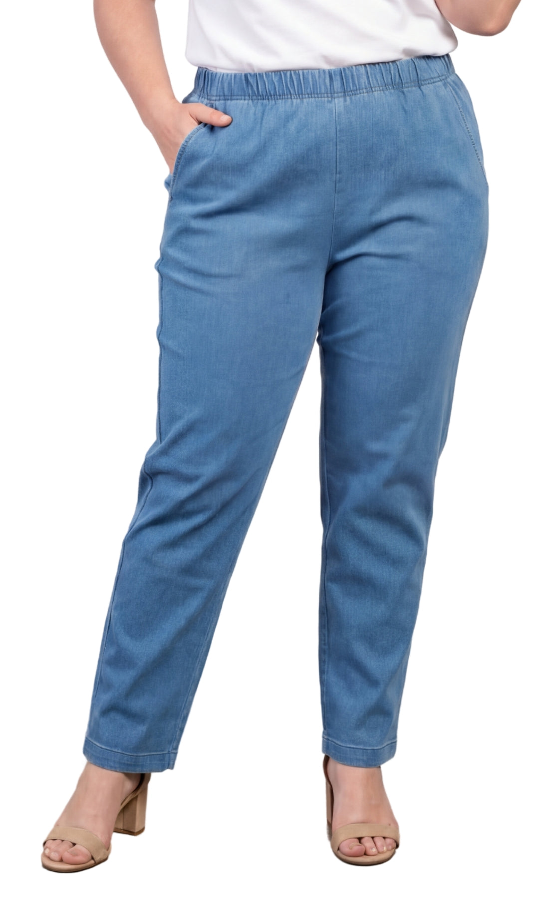 Women’s Elastic Waist Pull-On Jeans – Soft, Comfortable & Flattering Fit