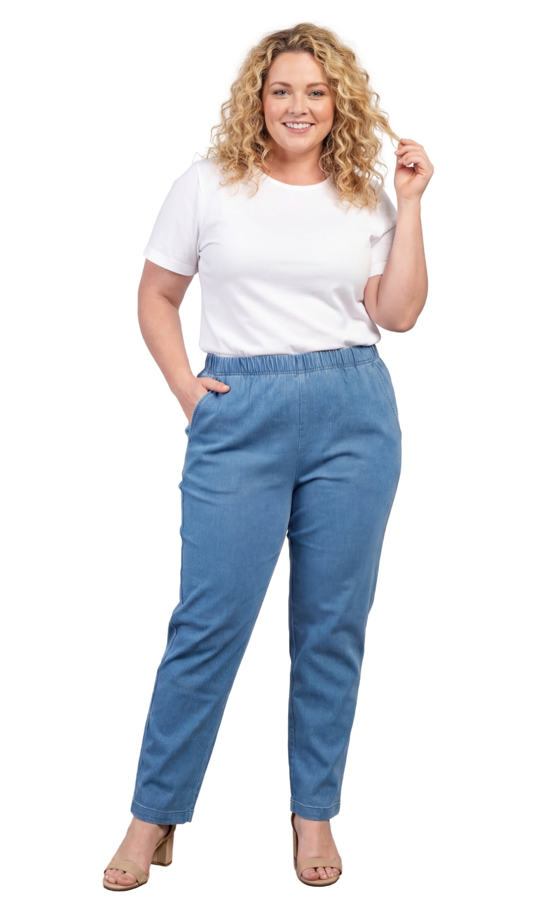 Women’s Elastic Waist Pull-On Jeans – Soft, Comfortable & Flattering Fit