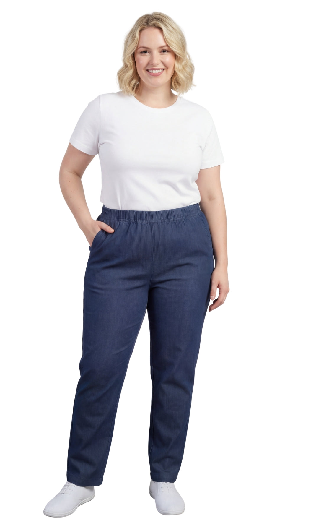Women’s Elastic Waist Pull-On Jeans – Soft, Comfortable & Flattering Fit