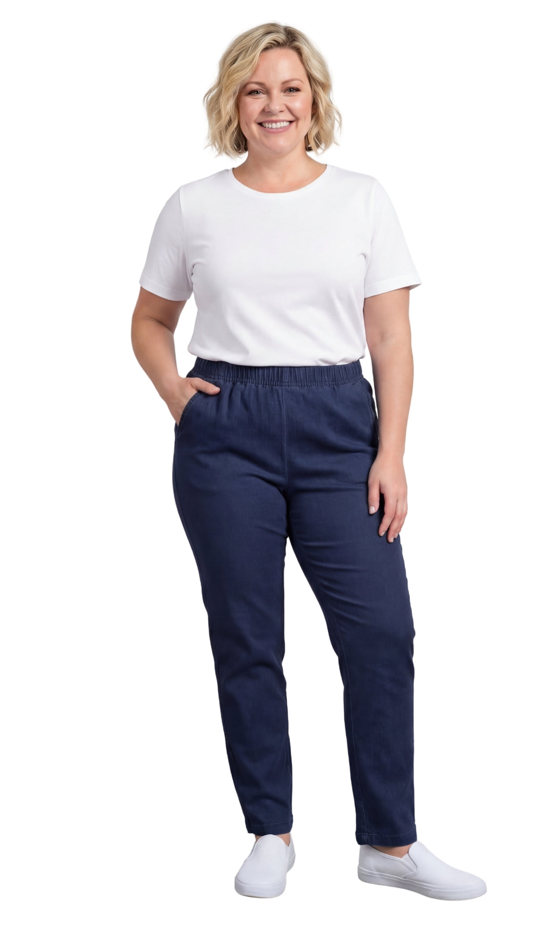 Women’s Elastic Waist Pull-On Jeans – Soft, Comfortable & Flattering Fit