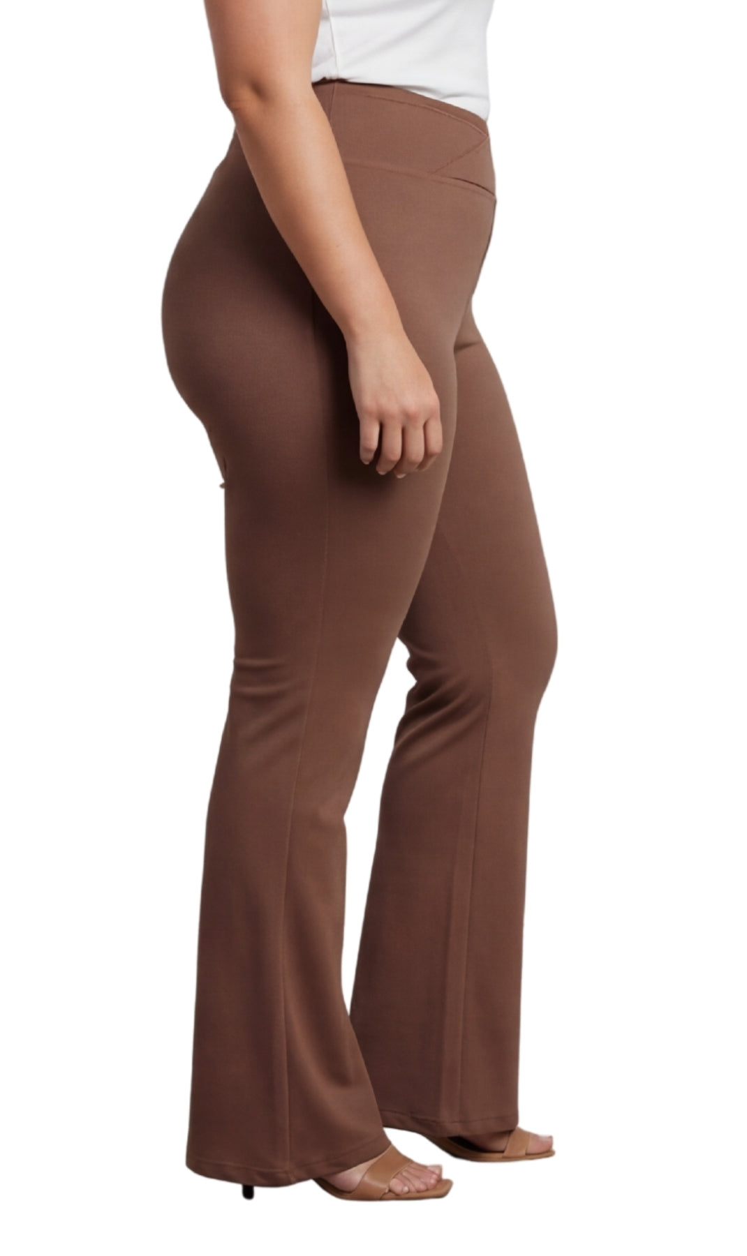 Damen-Bootcut-Leggings aus Baumwoll-Stretch – überlappende Taille, ausgestellter Saum | Größeninklusiv