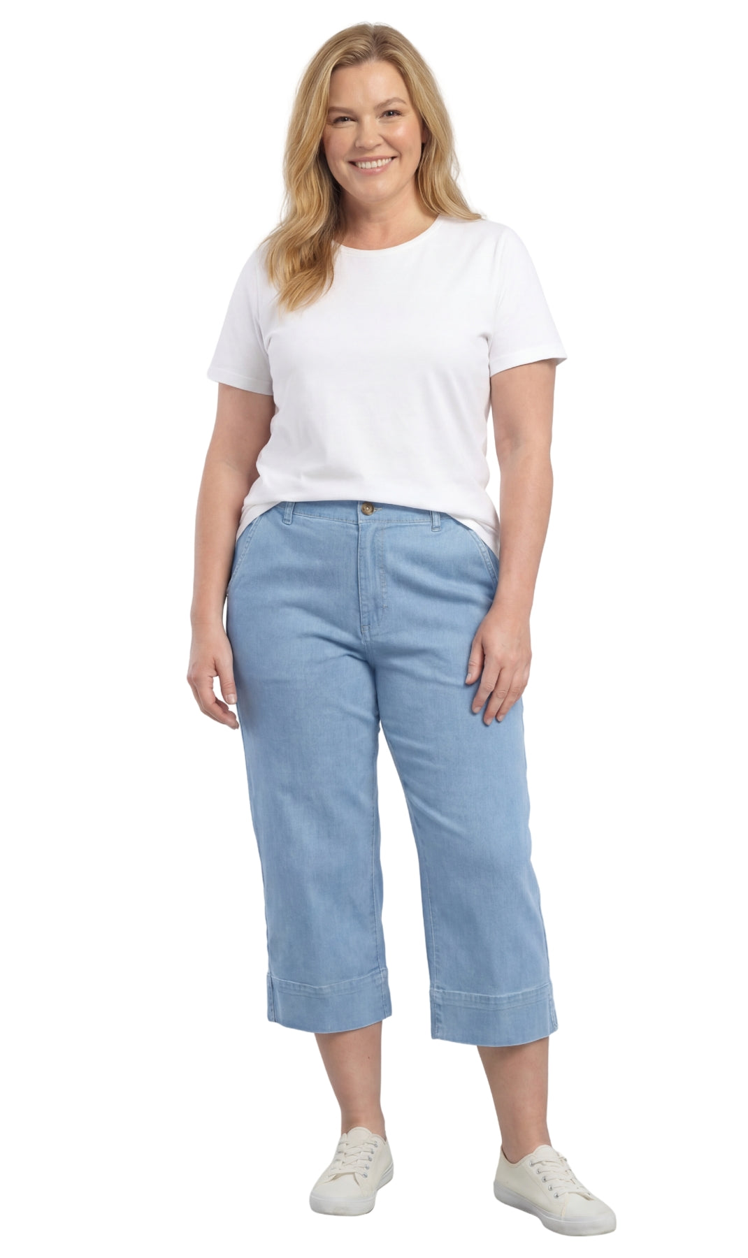 Jeans Caprihose – Entspannte Passform mit geradem Bein, verwaschenes Hellblau | Lässig-Schick