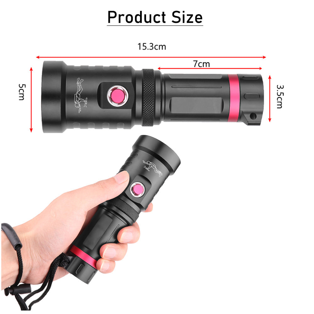 HQ303 XHP70.2 Diving Flashlight – 8000 Lumens, IPX8 100M Waterproof