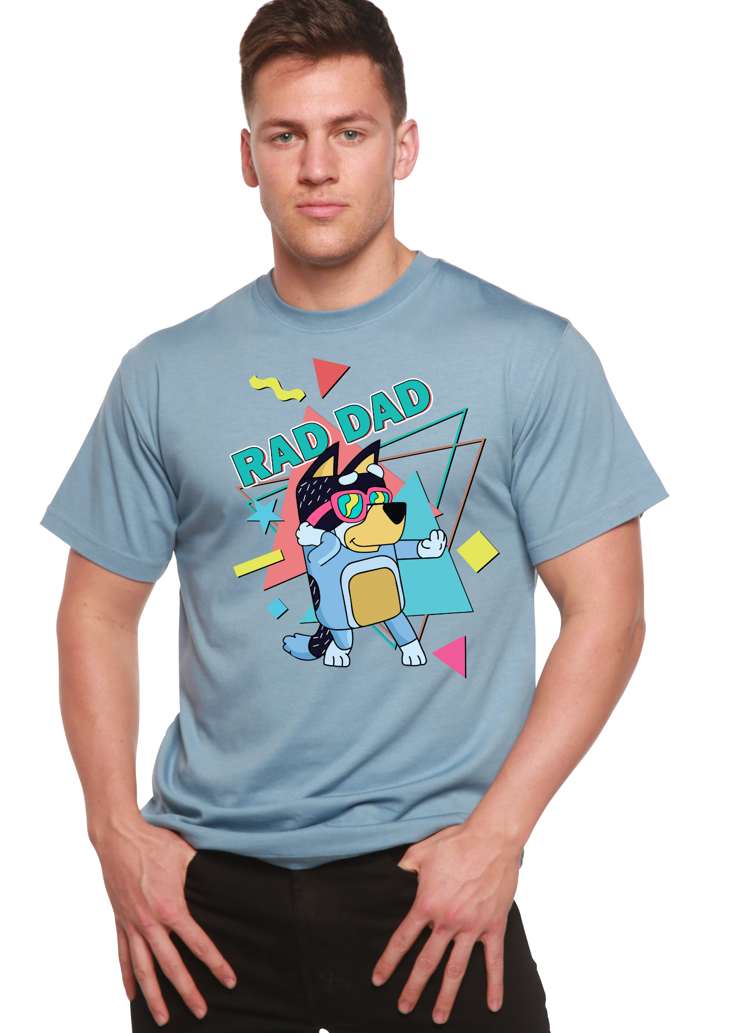 Rad Dad Bluey Men's Bamboo Graphic Tee | 70% Bamboo/Cotton | 15 Colors | S–XXL