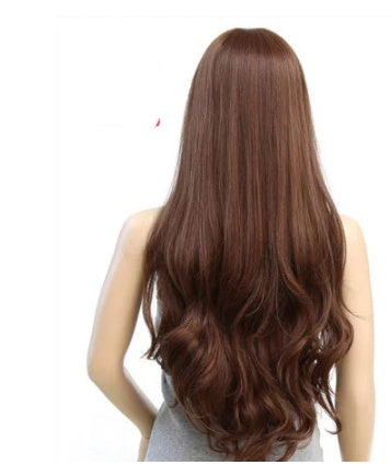 Long brown wig on a white background