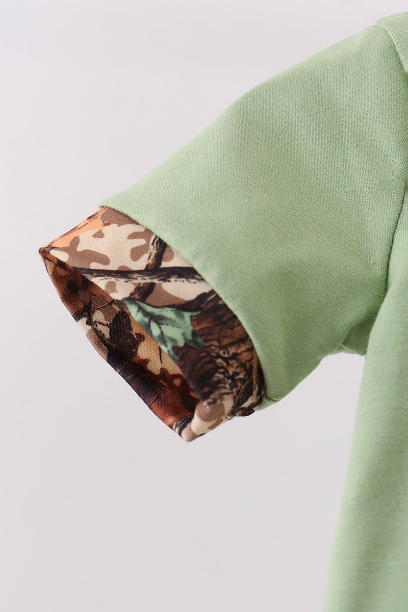 Baby Boys Green Hunting Print Romper – Soft Cotton One-Piece