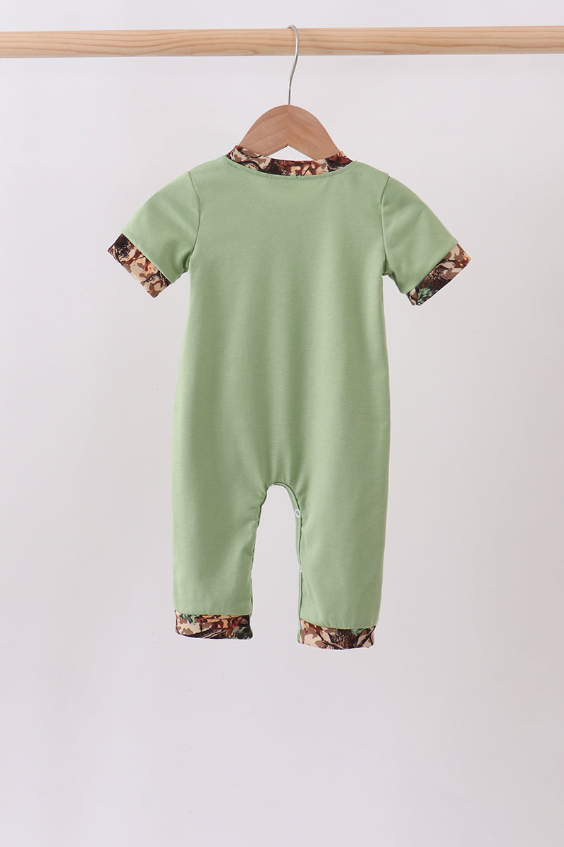 Baby Boys Green Hunting Print Romper – Soft Cotton One-Piece