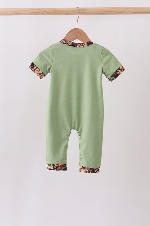 Baby Boys Green Hunting Print Romper – Soft Cotton One-Piece