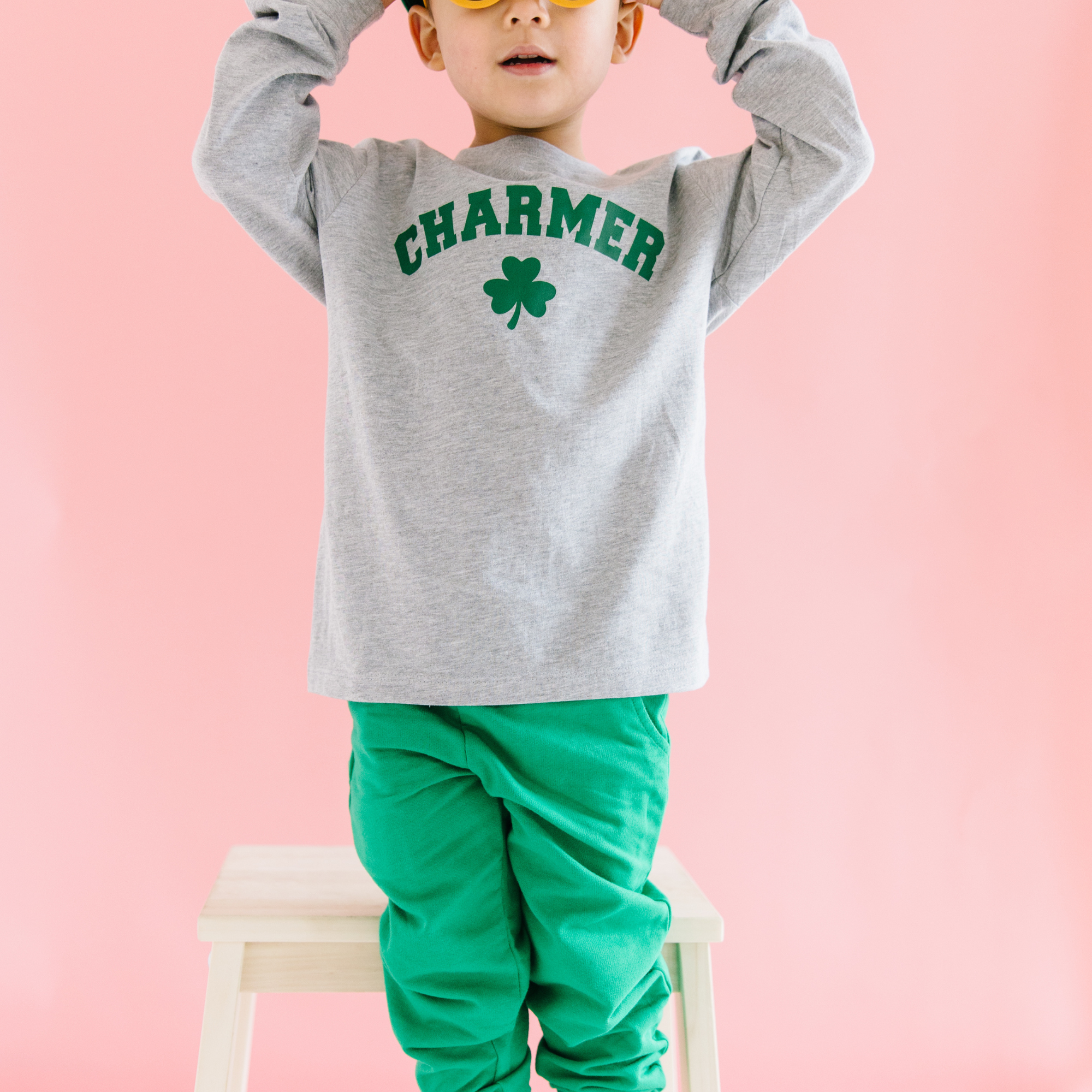 Charmer Long Sleeve Graphic Tee – Green Print Kids & Youth Shirt
