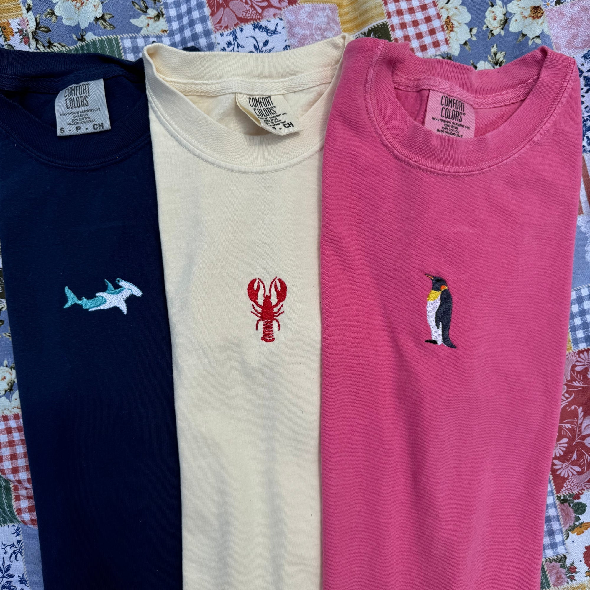 Lobster Embroidered T-Shirt | Coastal Wildlife Tee