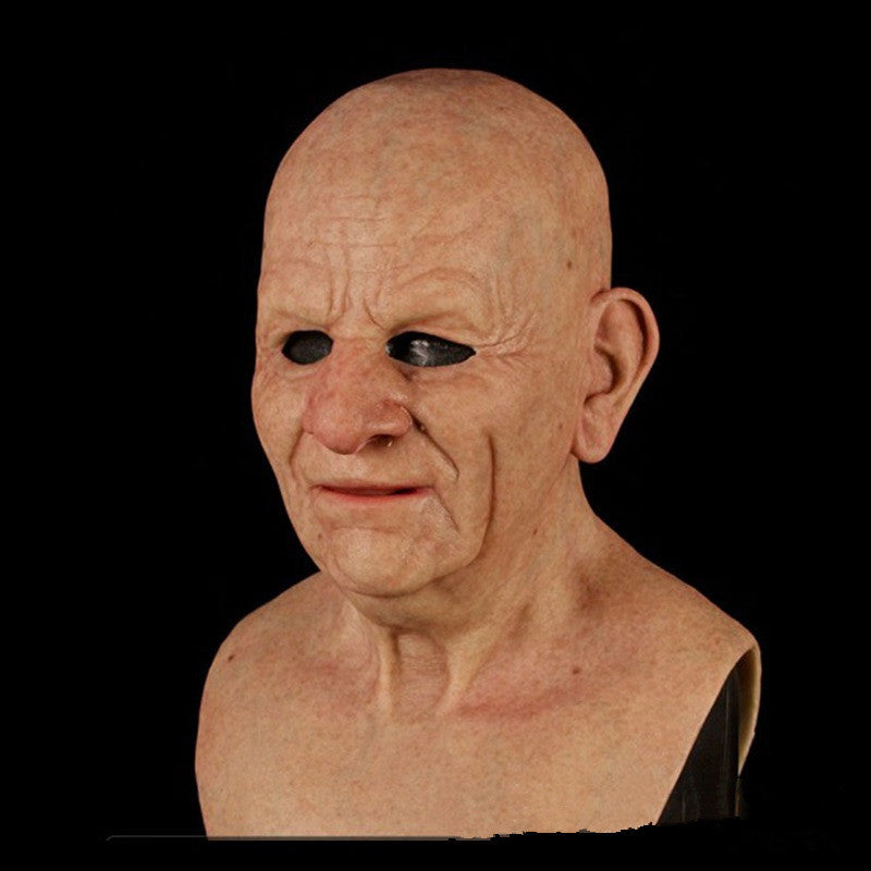 Bust of an elderly man with a black background