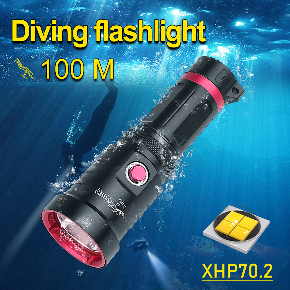HQ303 XHP70.2 Diving Flashlight – 8000 Lumens, IPX8 100M Waterproof