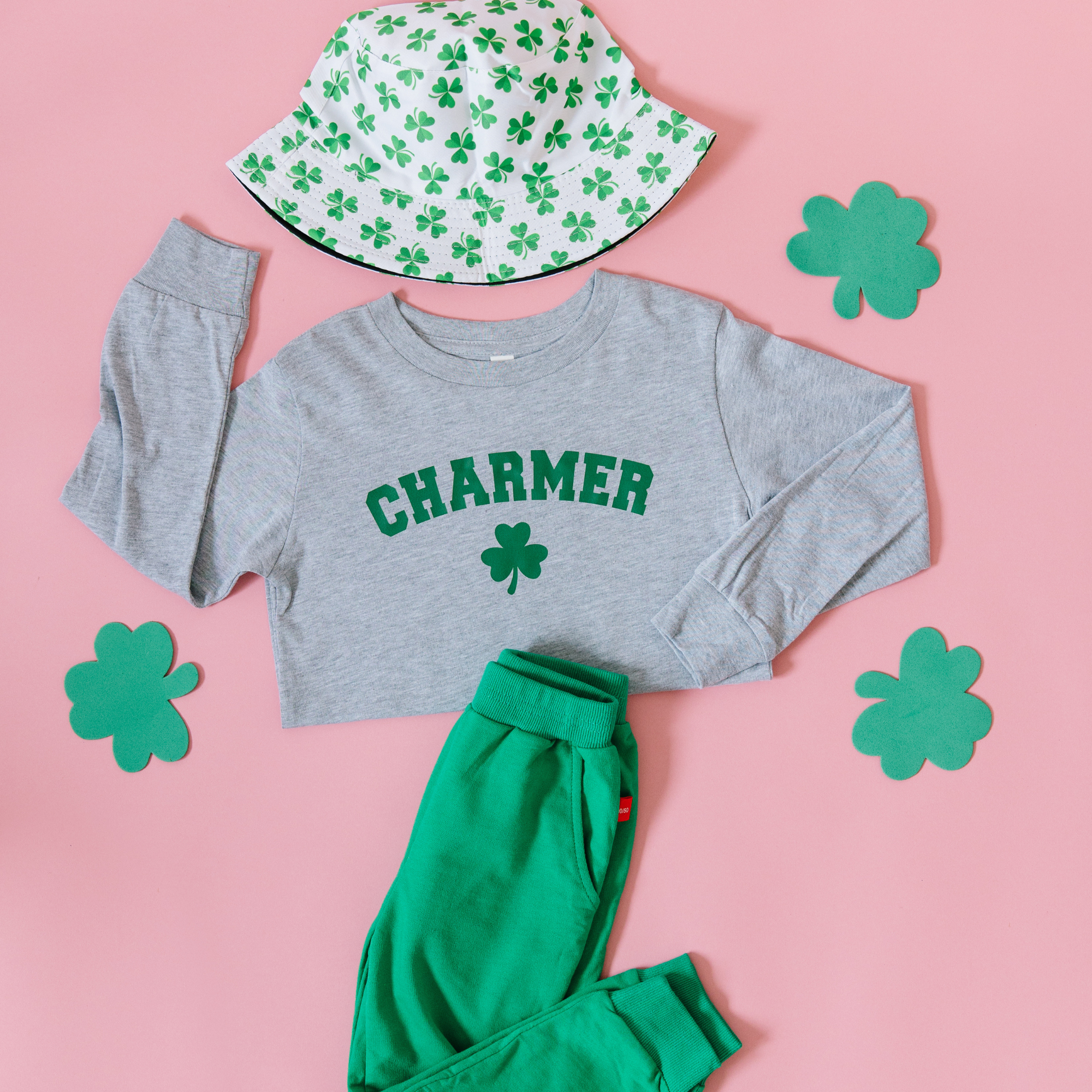 Charmer Long Sleeve Graphic Tee – Green Print Kids & Youth Shirt
