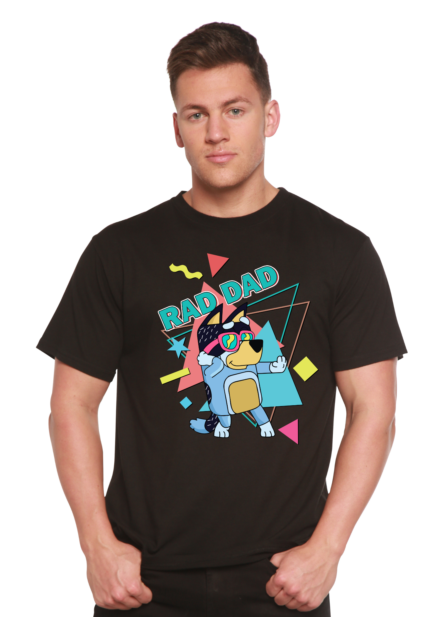 Rad Dad Bluey Men's Bamboo Graphic Tee | 70% Bamboo/Cotton | 15 Colors | S–XXL