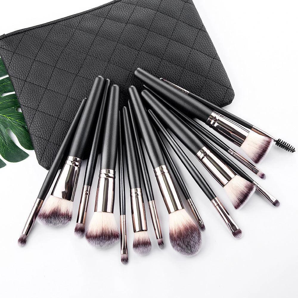 15-Piece Makeup Brush Set – Soft Nylon Bristles | Cosmetic Bag Included