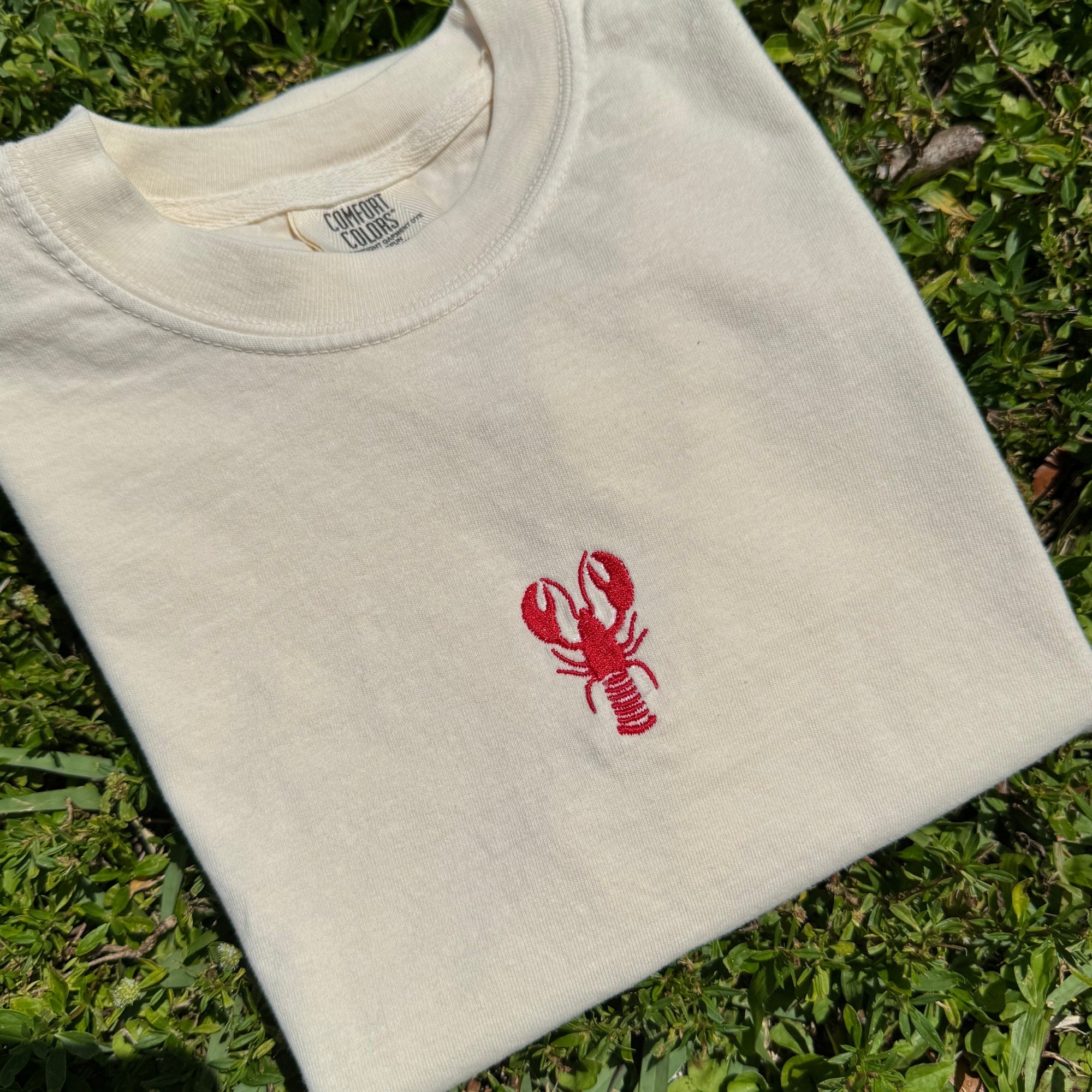 Lobster Embroidered T-Shirt | Coastal Wildlife Tee