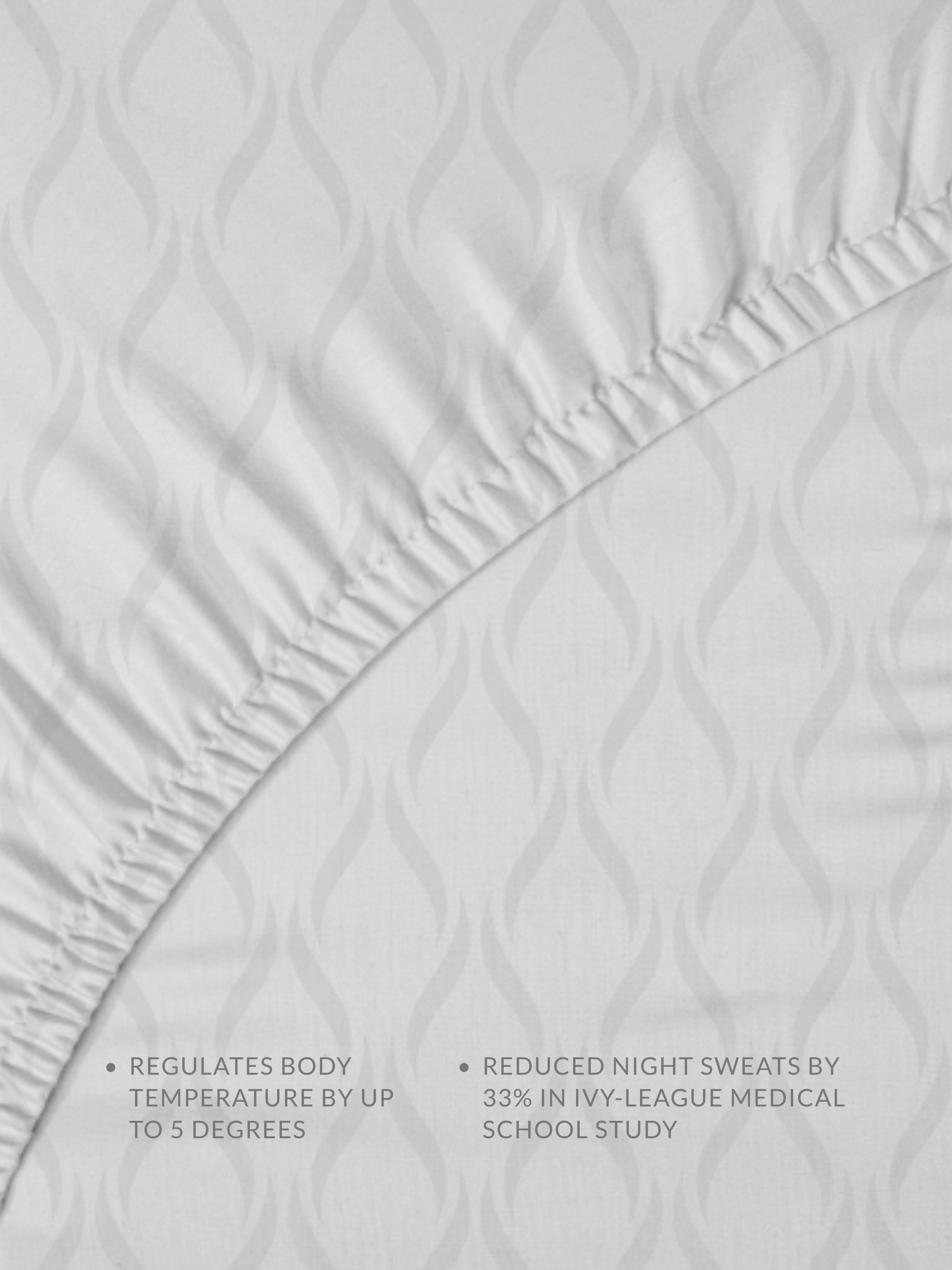 Textured fitted sheet with wavy pattern on a light gray background