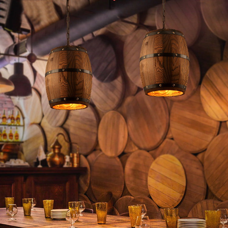 Nordic Wood Pendant Light | Pastoral Retro Style, E27 LED, Adjustable Height