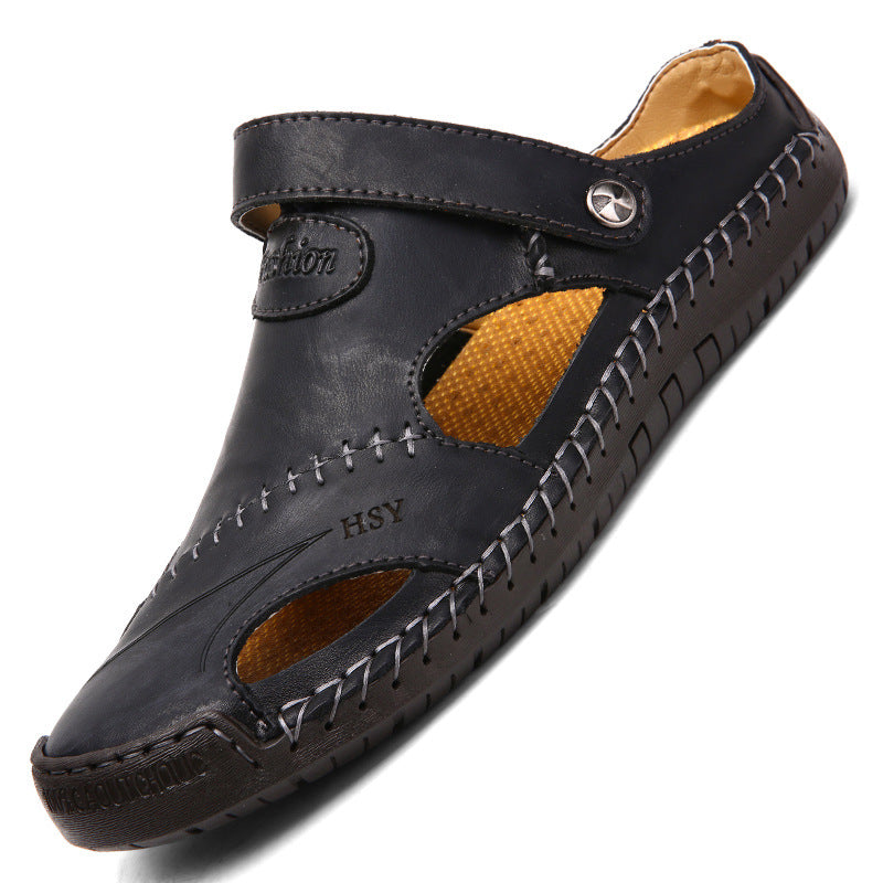 Men's Closed-Toe Leisure Sandals – Rubber Sole, Sizes 38–48