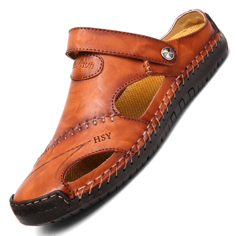 Men's Closed-Toe Leisure Sandals – Rubber Sole, Sizes 38–48