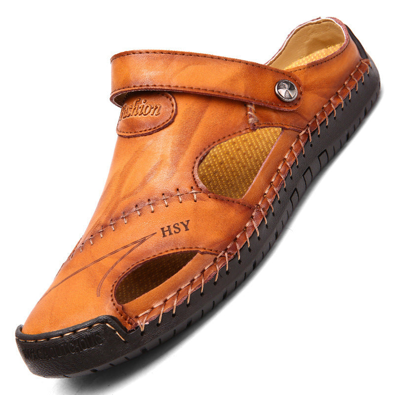 Men's Closed-Toe Leisure Sandals – Rubber Sole, Sizes 38–48