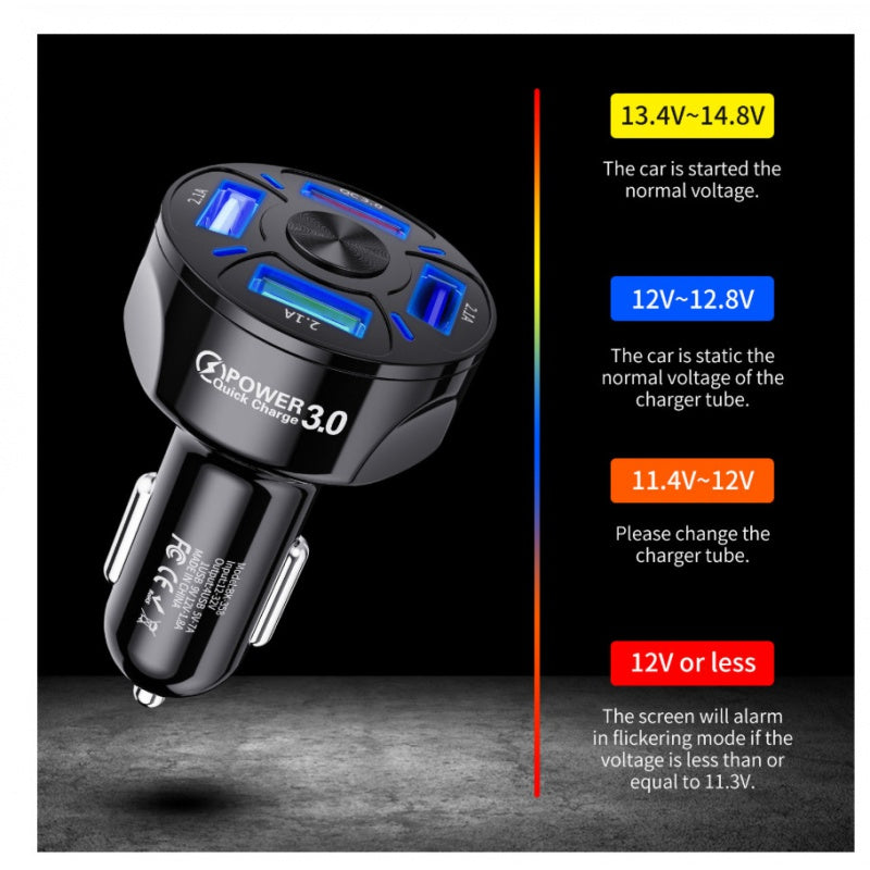 45W Fast Charge Car Charger | 4 USB Ports | iPhone & Smartphone Compatible