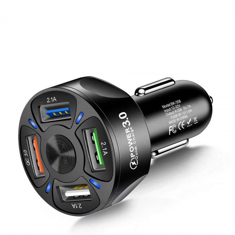 45W Fast Charge Car Charger | 4 USB Ports | iPhone & Smartphone Compatible