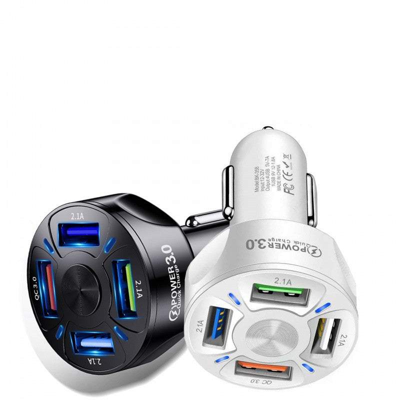 45W Fast Charge Car Charger | 4 USB Ports | iPhone & Smartphone Compatible