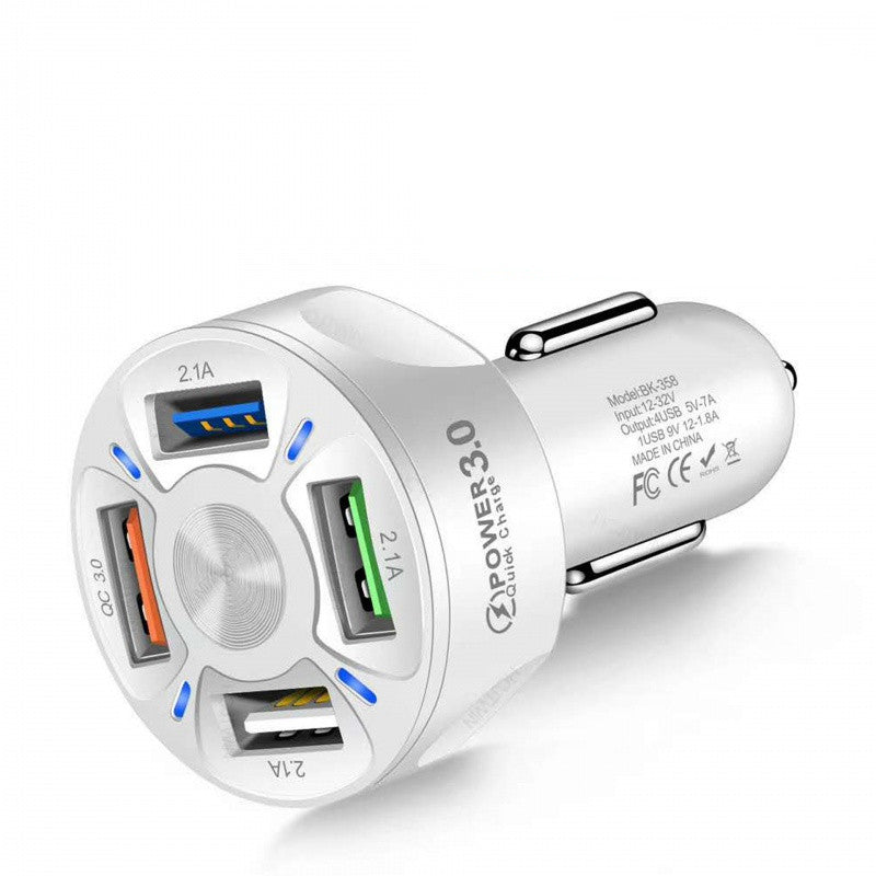 45W Fast Charge Car Charger | 4 USB Ports | iPhone & Smartphone Compatible