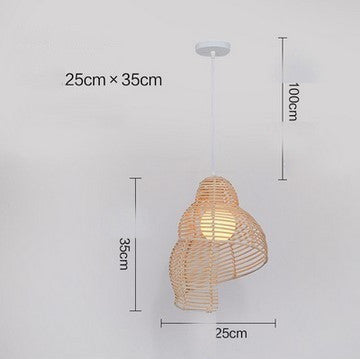 Chinese Rattan & Bamboo Pendant Chandelier | LED, 4 Colorways, Adjustable Height