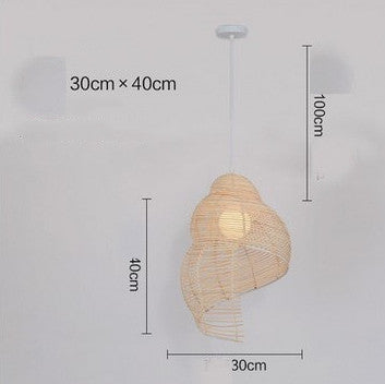 Chinese Rattan & Bamboo Pendant Chandelier | LED, 4 Colorways, Adjustable Height