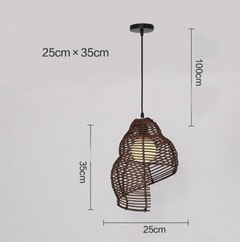 Chinese Rattan & Bamboo Pendant Chandelier | LED, 4 Colorways, Adjustable Height