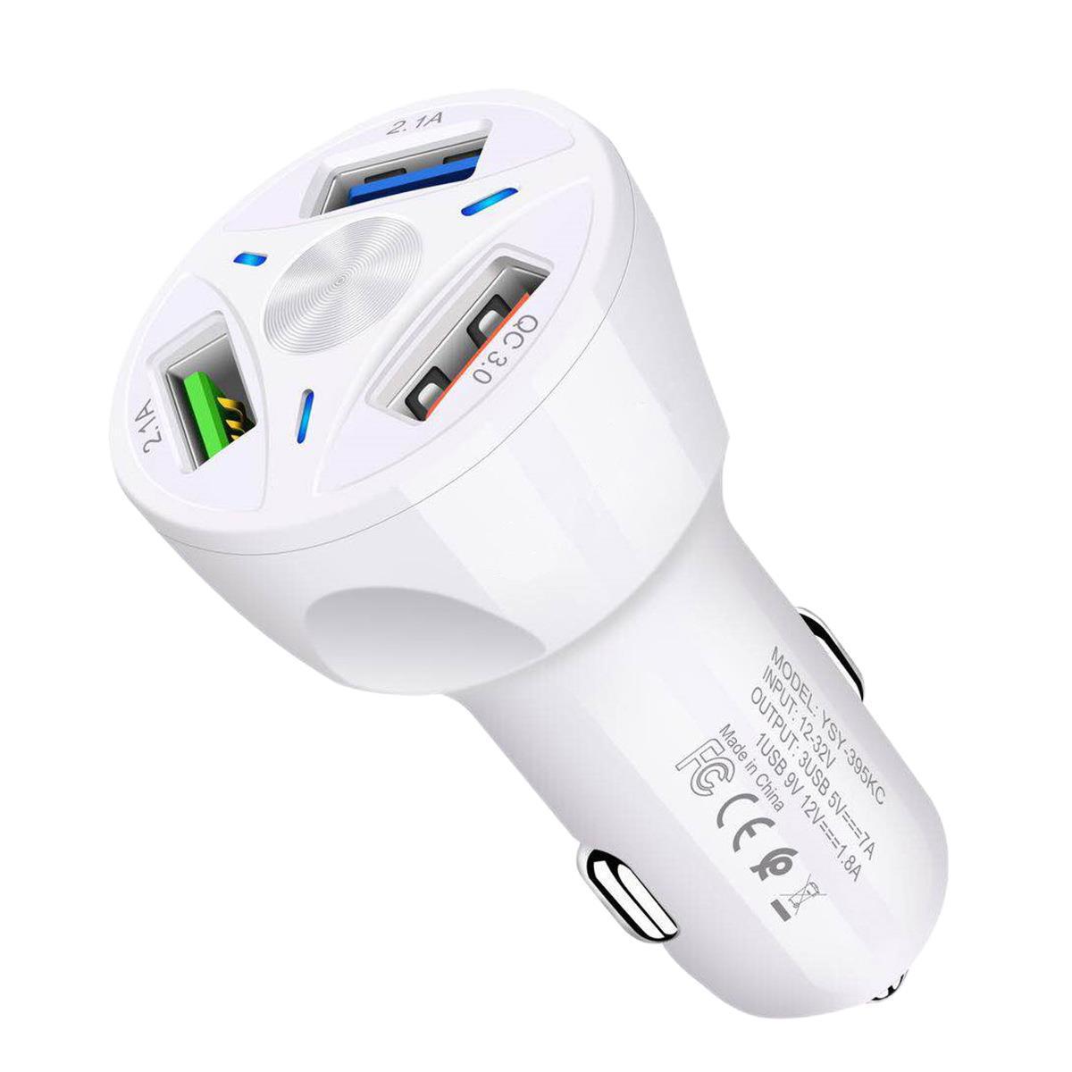45W Fast Charge Car Charger | 4 USB Ports | iPhone & Smartphone Compatible