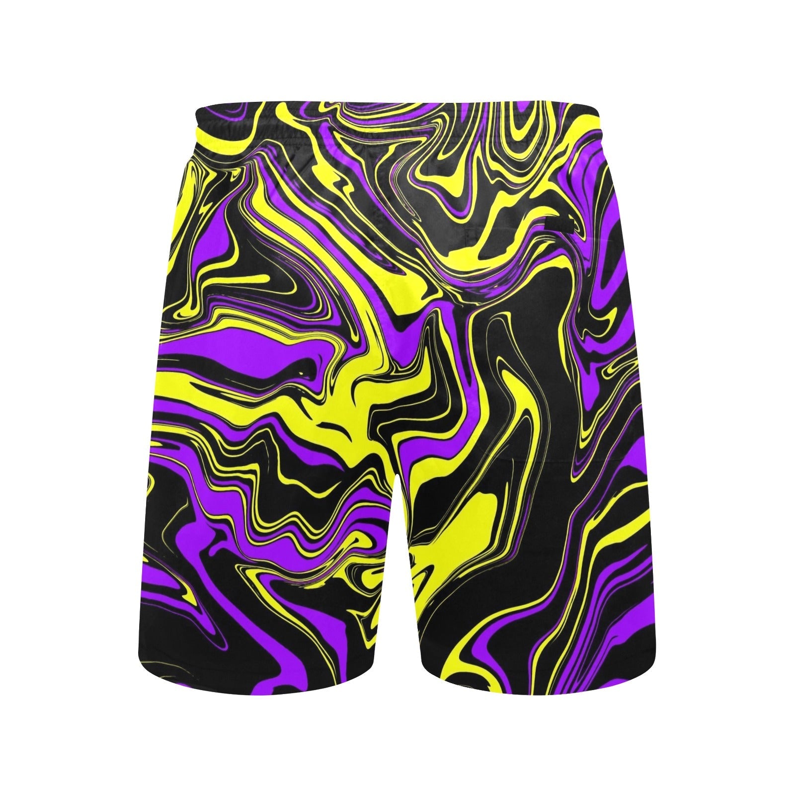 Men's Purple Yellow & Black Psychedelic Melt Swim Shorts